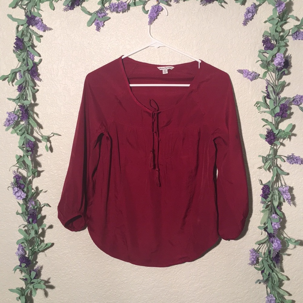 American Eagle Outfitters Burgundy Blouse XS